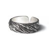 Yin Taifei Unisex Silver Stone Texture Open Ring - Versatile Retro Design for Couples