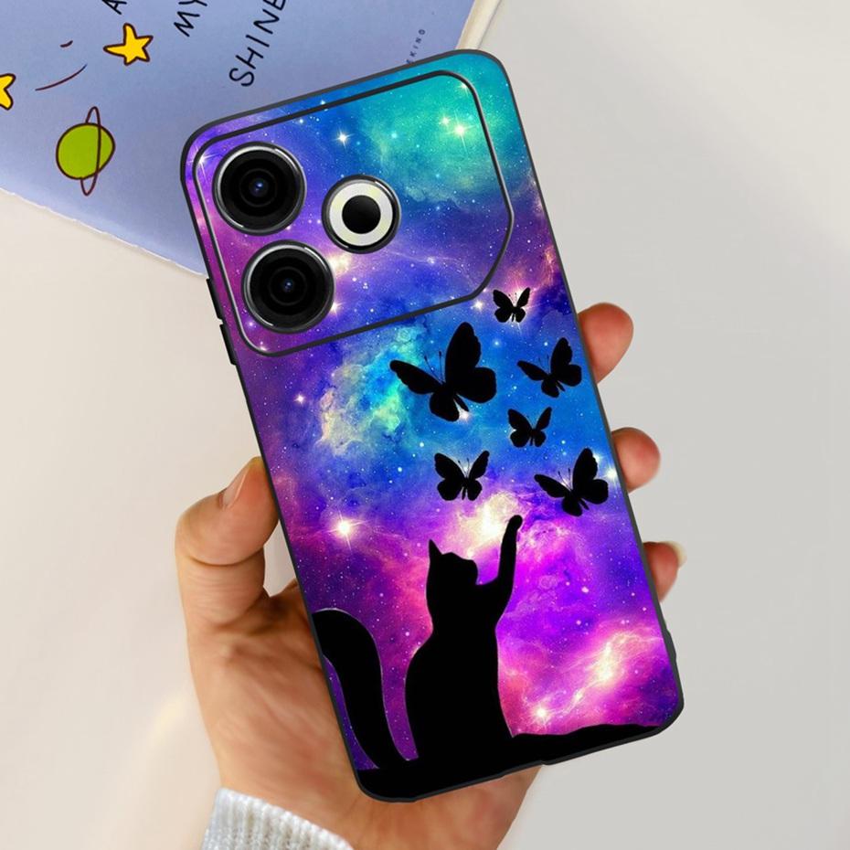 2024 Fashion Case For Tecno Pova 6 Neo Black Silicone Soft TPU Back Cover For Tecno Pova 6Neo 4G Phone Cases