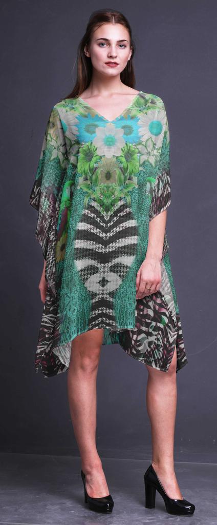 Phagun Damen Kaftan Urlaubs-Loungewear Midi-Kleid Strandüberwurf-4X-5X