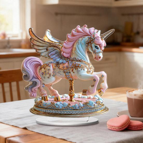 Akryl Hesteornament 2D Flat Hest Borddekorasjon Samleobjekt Fargerikt Hest Midtpunkt for Hestens År Nyttår Stuedekor