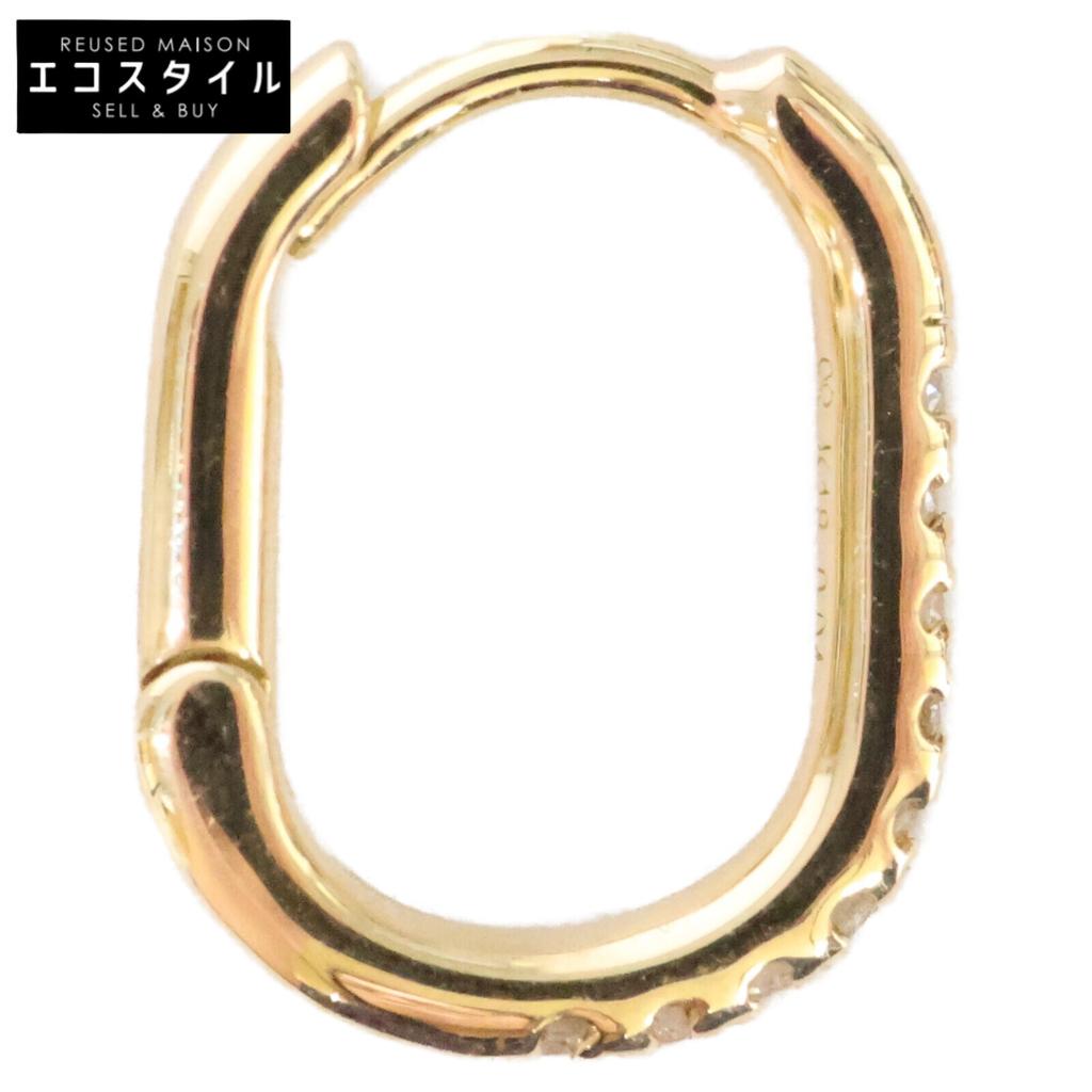 HIROTAKA [Excellent Condition] MH27GDEC K18 0.04 MANHATTAN Oblong Diamond Hoop, Single Ear earring S size Yellow GoldUsed