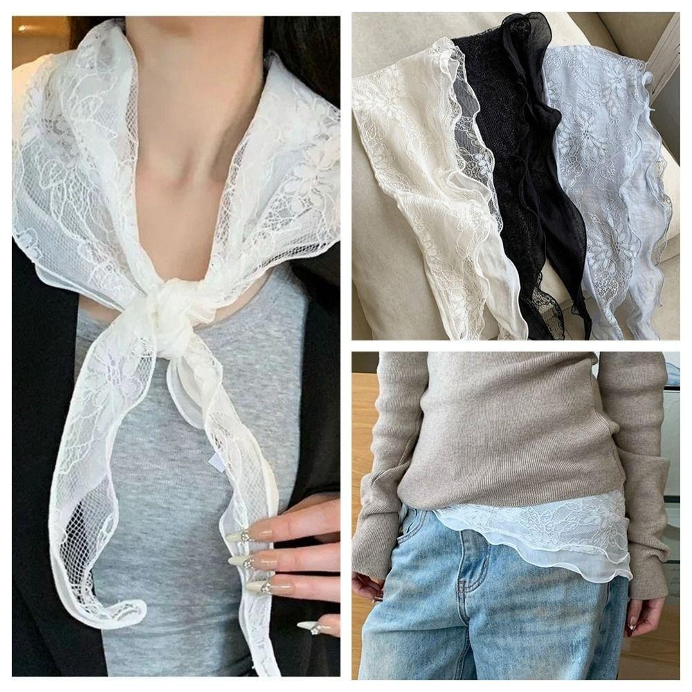 Fashion Breathable Triangle Scarf Sunscreen Lightweight Lace Headband with Lace Wraps Triangle Waistband Clothing Accessories