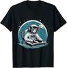 DJ Space Cat Astronaut T Shirt Disc Jockey Kitty Music Galaxy Graphic Tee