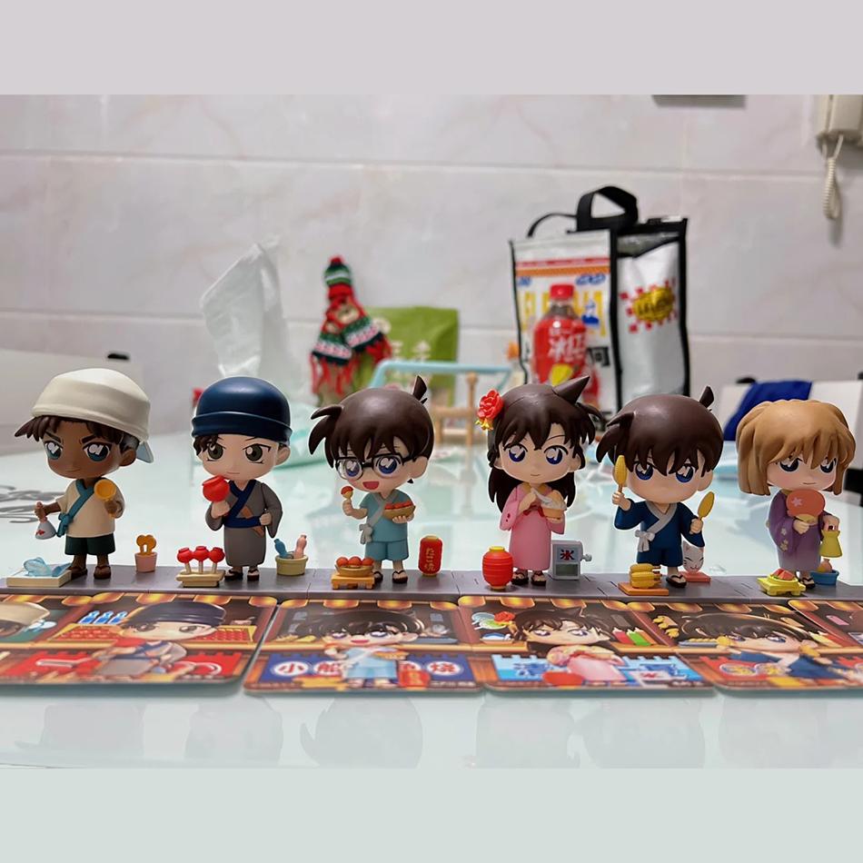 Original Detective Conan Anime Figure Conan Edogawa Action Figure Q Version Collectible Model Doll Toys Desktop Decoration Gifts