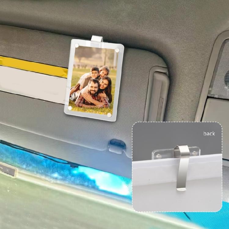 Detachable Car Visors Photo Organizer With Strong Magnets No Residues Installation Shatterproof Acrylic For 2x4 Pictures