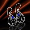 Natural Lapis Lazuli Gemstone 925 Sterling Silver Handmade Blue Stone Drop Earrings 1.84" Unique For Her EE-79-19