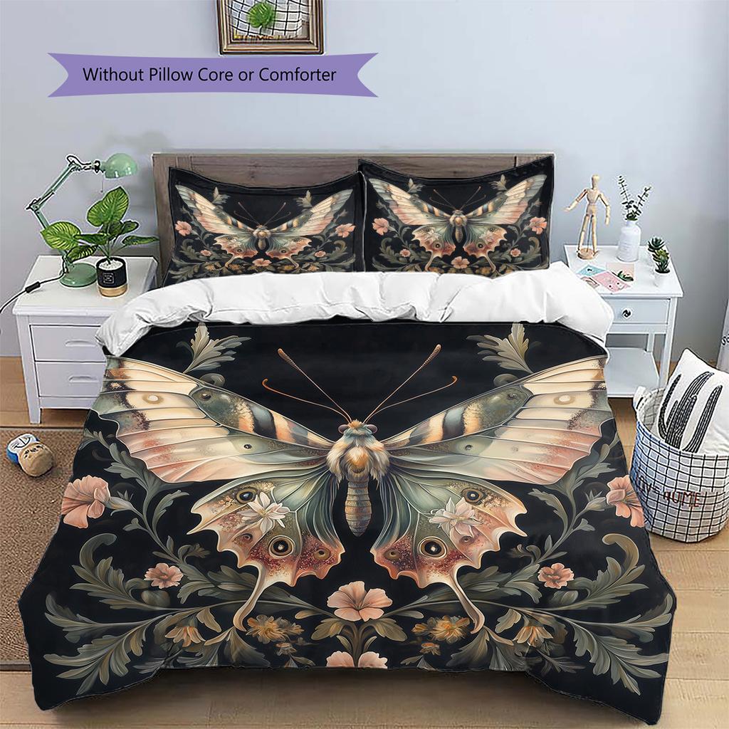 Butterfly in Flower Bushes  Pattern Bedding Quilt Set Quilt Cover Pillowcase Home Decoration  Gift (1 * duvet cover + 2 * pillowcase, without core)
