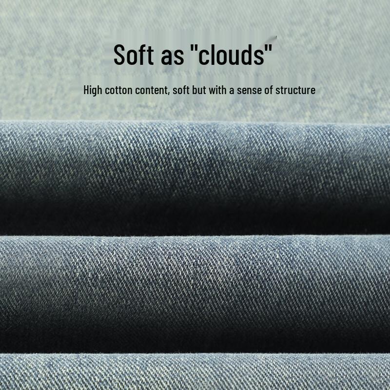 JEEP SPIRIT Men's Retro Blue Loose Straight-Leg Jeans