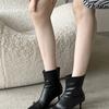 European style metal buckle elastic thin boots pointed temperament hundred buckle short boots white black brown