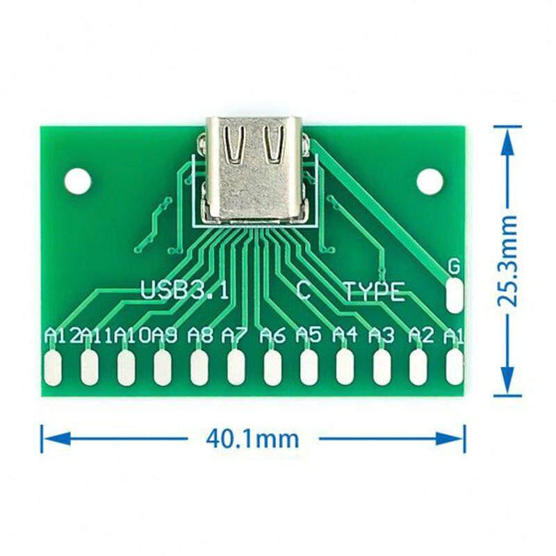 1PCS Type-C USB female Test board USB 3.1 24P female connector Type-C adapter PCB Converter Measure current conduction