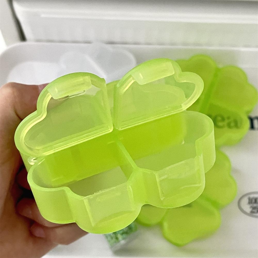 Plastic Daily Pill Organizer Four-leaf Clover Drug Contain Durable Pill Storage Box