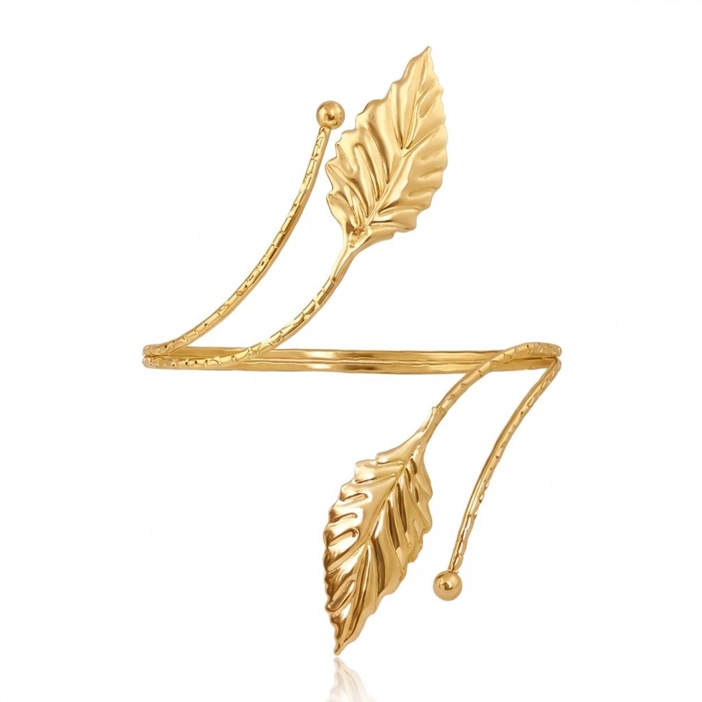 

Minimalist Leaf Adjustable Upper Arm Cuff Bracelet Boho Open Branch Armband Summer Bangle Body Jewelry For Women