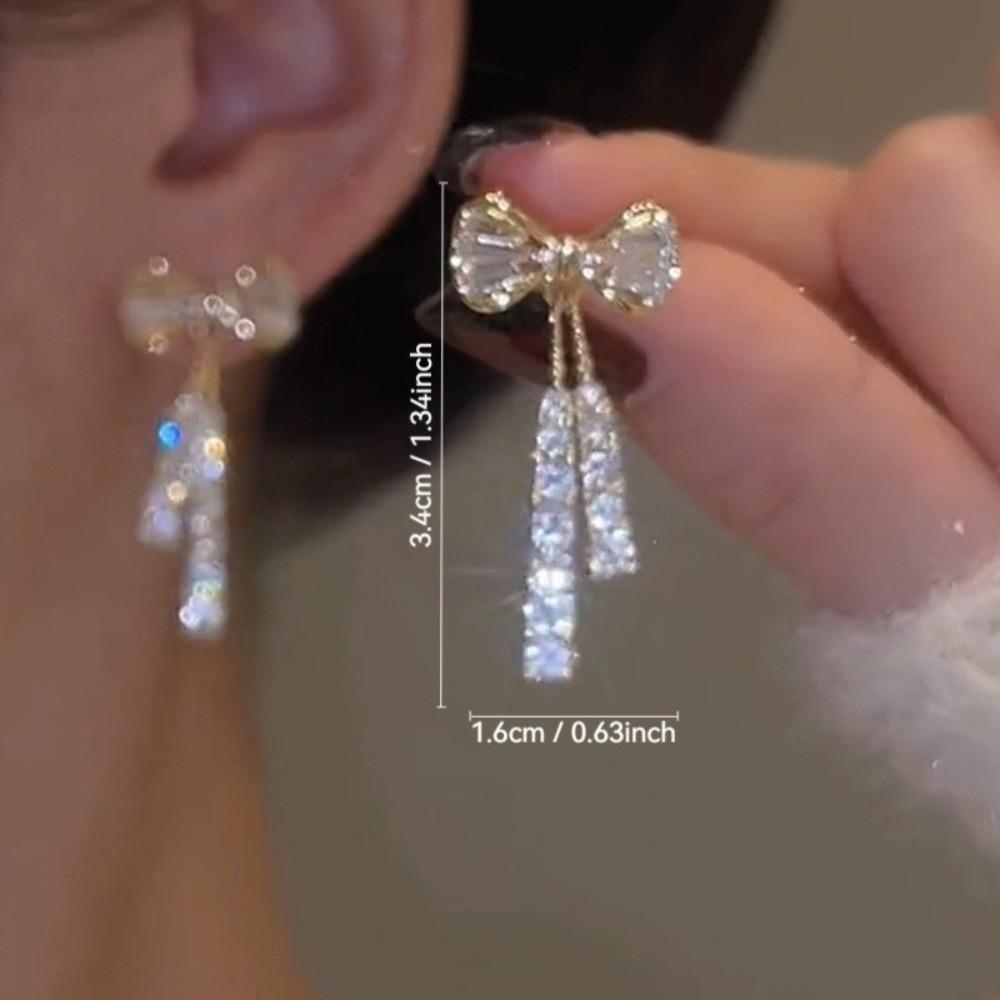 Exquisite Dainty Pendant Earrings Ornament Zircon earring Evening Bow Earrings Fashion Accessories