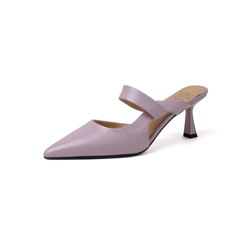 

Мода 2025 Лето Женская обувь Острый носок Тонкий каблук Женские сандалии Овчина Женская обувь Слингбэк Элегантные высокие каблуки Вечерняя обувь 34 фиолетовый