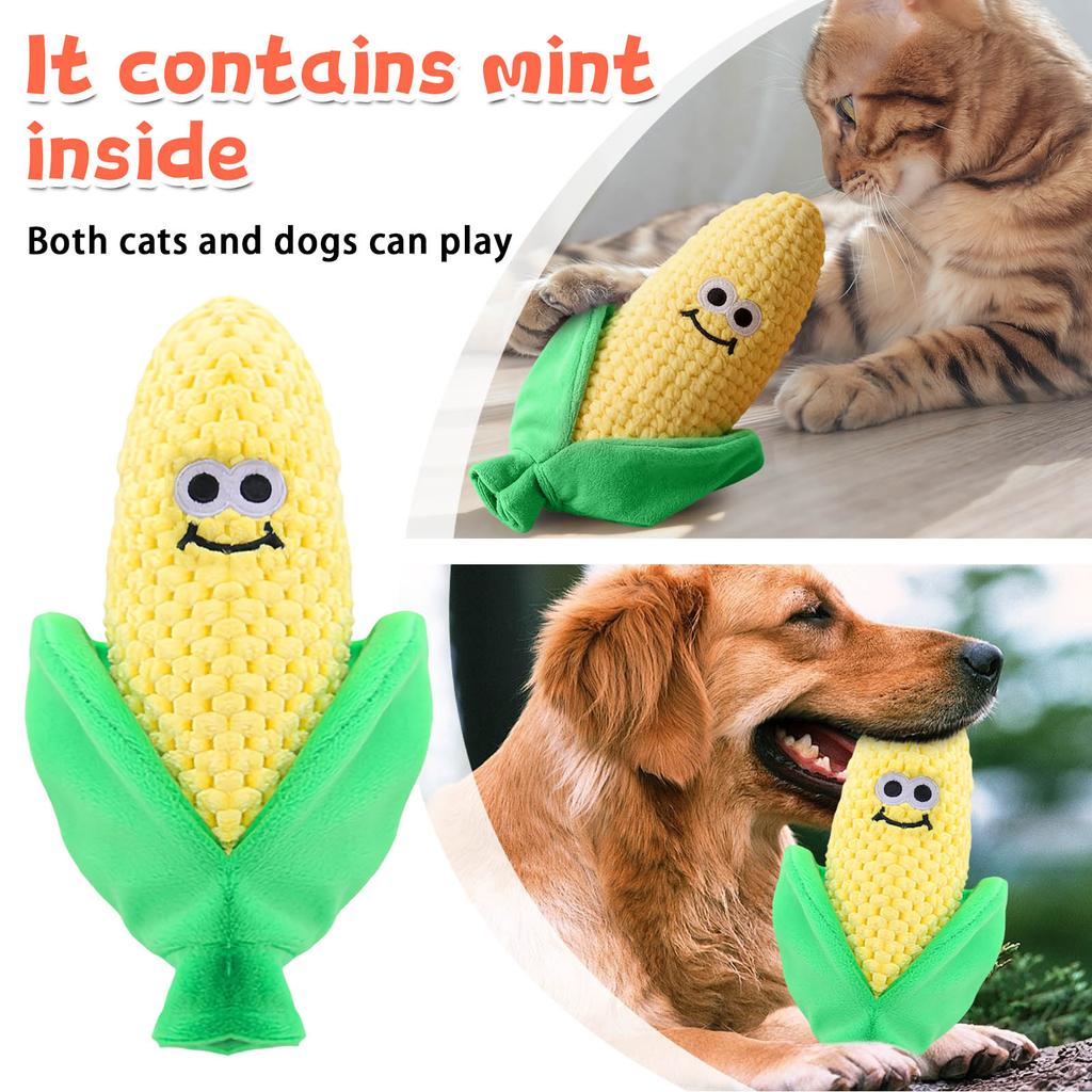 Catnip Plush Corn Toy For Pet, Soft Squeaky Corn Shape Pet Toy With Funny Face Design, Interactive Chew Toy For Indoor Pet Entertainment