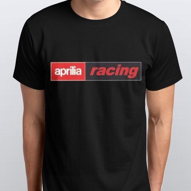 Aprilia Racing Style Motorcycle Printed T Shirt Womens mens black white S