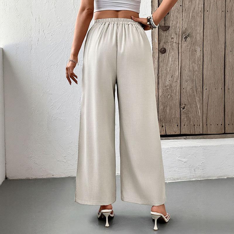 Women's Summer New Solid Colour Senior Open Trousers Temperament Commuter Comfortable Wide Leg Trousers