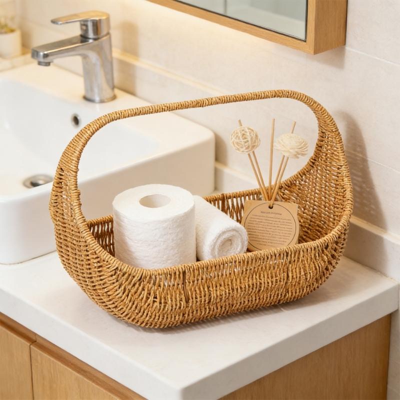 Boat Shape Handwoven Storage Basket For Picnic Flower Decoration And Home Organization Craft Of Sturdy PE Materials