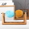 Solid Wood Yarn Dispenser Wooden Crochet Holder Rotatable Portable Organizer Rack Stable Stand for Travel Mortise And Tenon Frame Home or