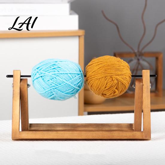 Solid Wood Yarn Dispenser Wooden Crochet Holder Rotatable Portable Organizer Rack Stable Stand for Travel Mortise And Tenon Frame Home or