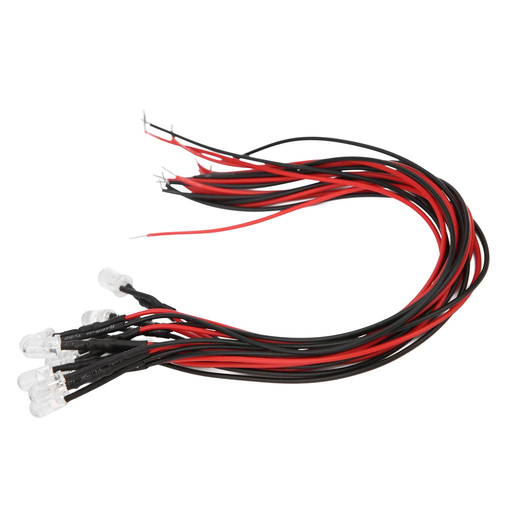 50Pcs Diode Wired Light Emitting Round Head High Brightness In Line LED 20cm 5mm 12V