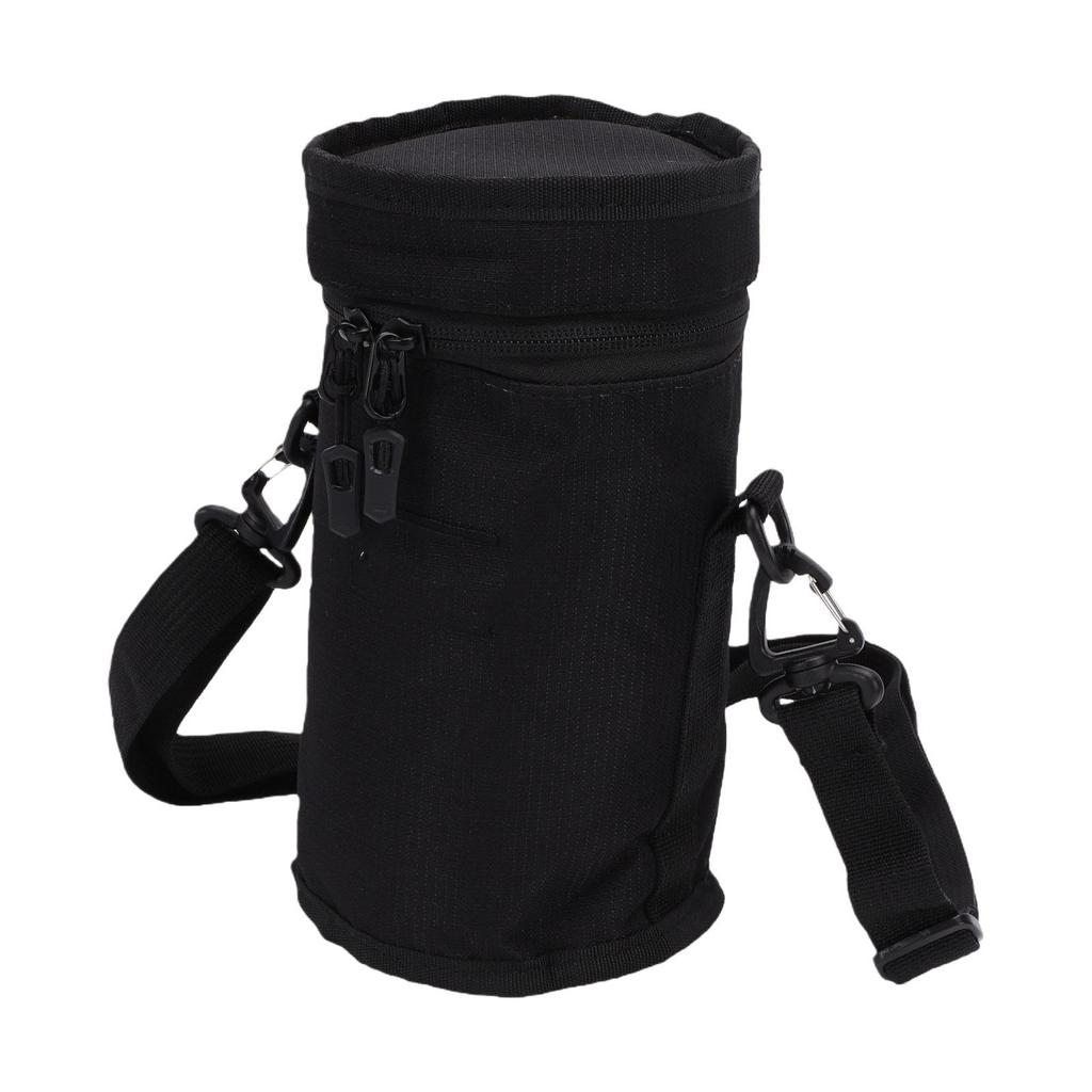 Water Bottle Sleeve 1L Portable Insulated Water Bottle Carrier Bag with Shoulder Strap for Hiking Running Camping Black
