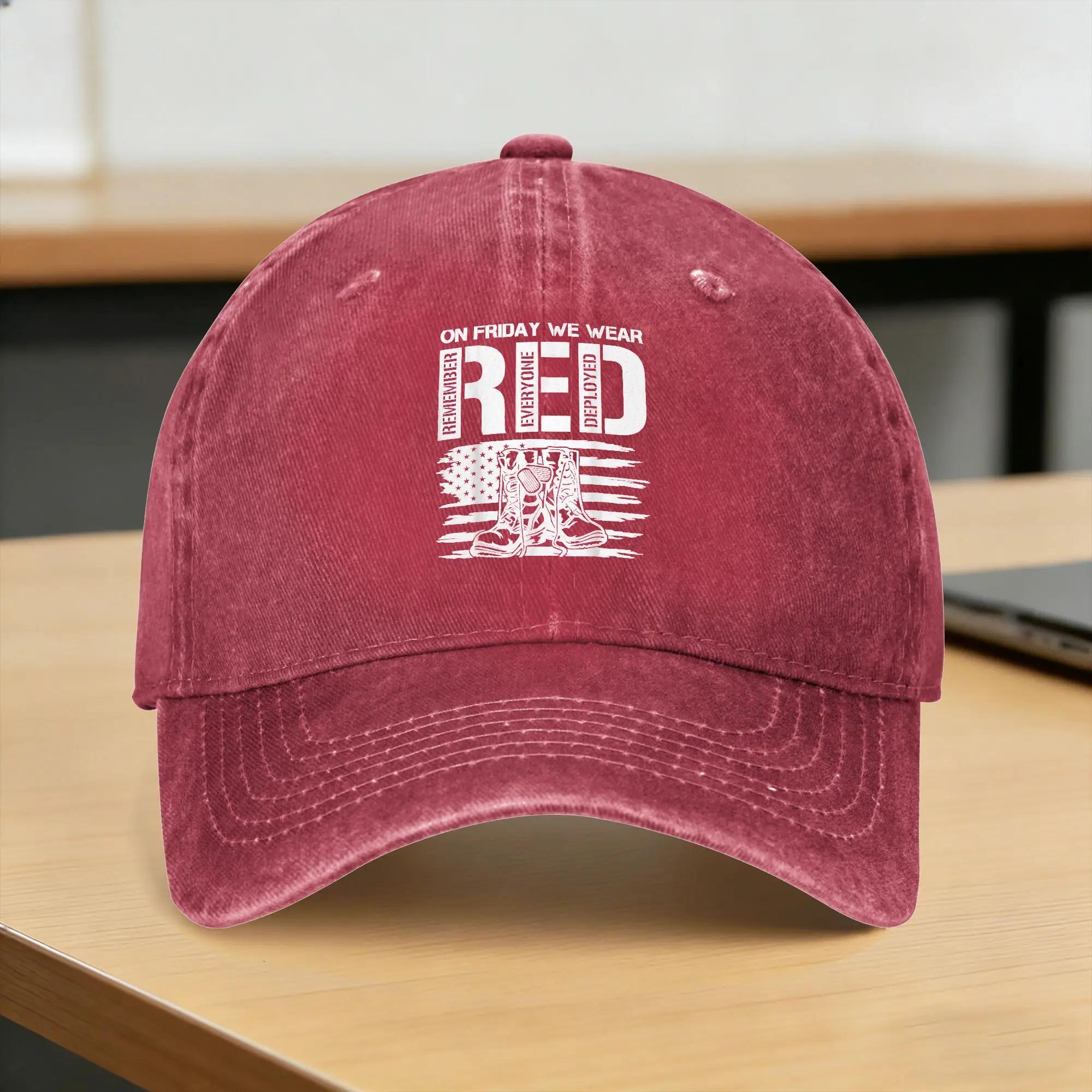 On Friday We Wear Red Friday Military Support Troops US Flag Casual Baseball Cap Summer Trucker Hat Sunscreen Gym Hip Hop Hats One Size
