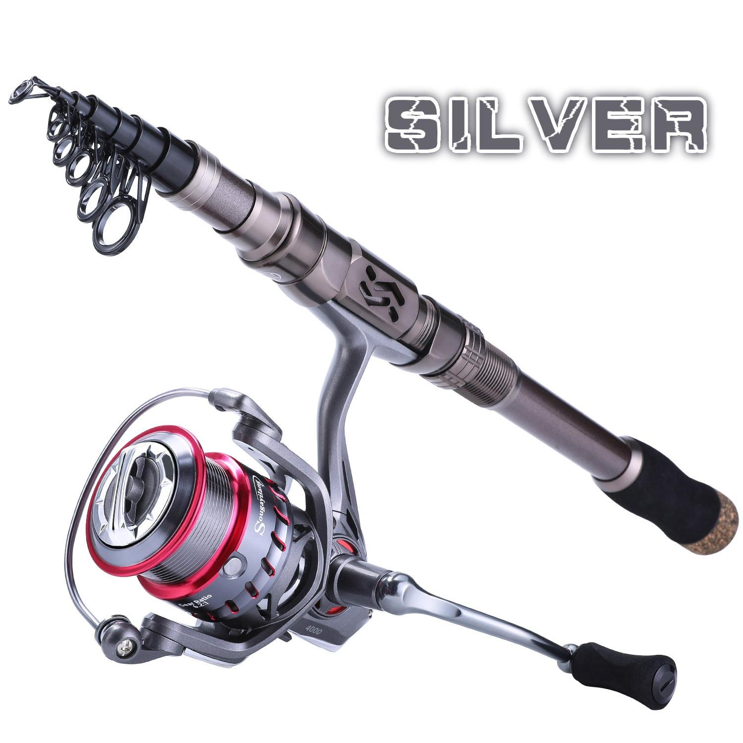 

Комбинированные удочки, катушки, 1,8-2,4 м, дорожная удочка из углеродного волокна, телескопическая удочка с металлическими спиннинговыми рыболовными катушками для морской пресноводной рыбалки 1.8M Rod&Reel 1000 серебряный