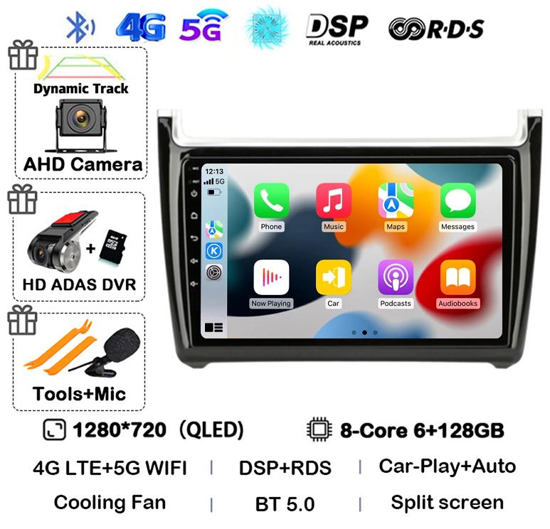 Android 14 Carplay Auto 2din Car Radio For Volkswagen VW Polo 2008-2020 Multimedia Video Player GPS Head Unit Stereo 360 Camera
