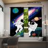 Set Of 2 Modern Astronaut Galaxy Curtains Semi Polyester Woven Panels Decorative Curtain Light Filtering With Rod Pocket Machine Washable