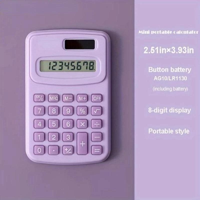 Small Solar Calculator Portable Calculator Cute 8 Digits LCD Electronic Home Office Calculator for Kid Primary School Calculato