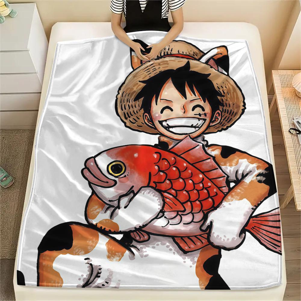 One Piece Monkey D. Luffy Flannel Blanket Lovely Print Fit For Bedroom Chair Sofa Bed Travel Picnic -HE35