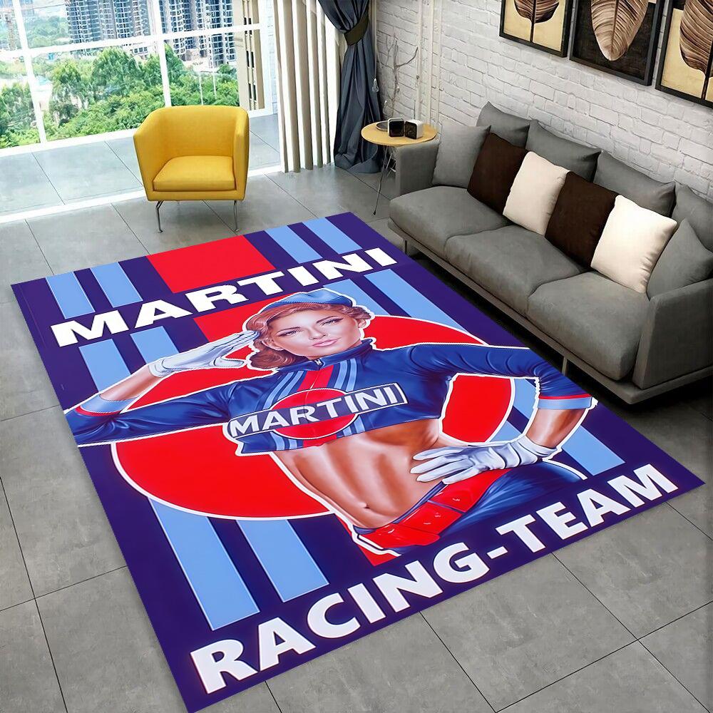 3D logo závodního auta M-Martini Moto Koberec pro domácí obývací pokoj ložnici pohovku Rohožka Dekor, dětská hrací protiskluzová podložka Dárek