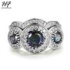Gothic Cocktail Black Gold Color Rings Set for Women Rainbow Zircon Knuckle Midi Finger Ring for Men Goth Fashion Jewelry DD046