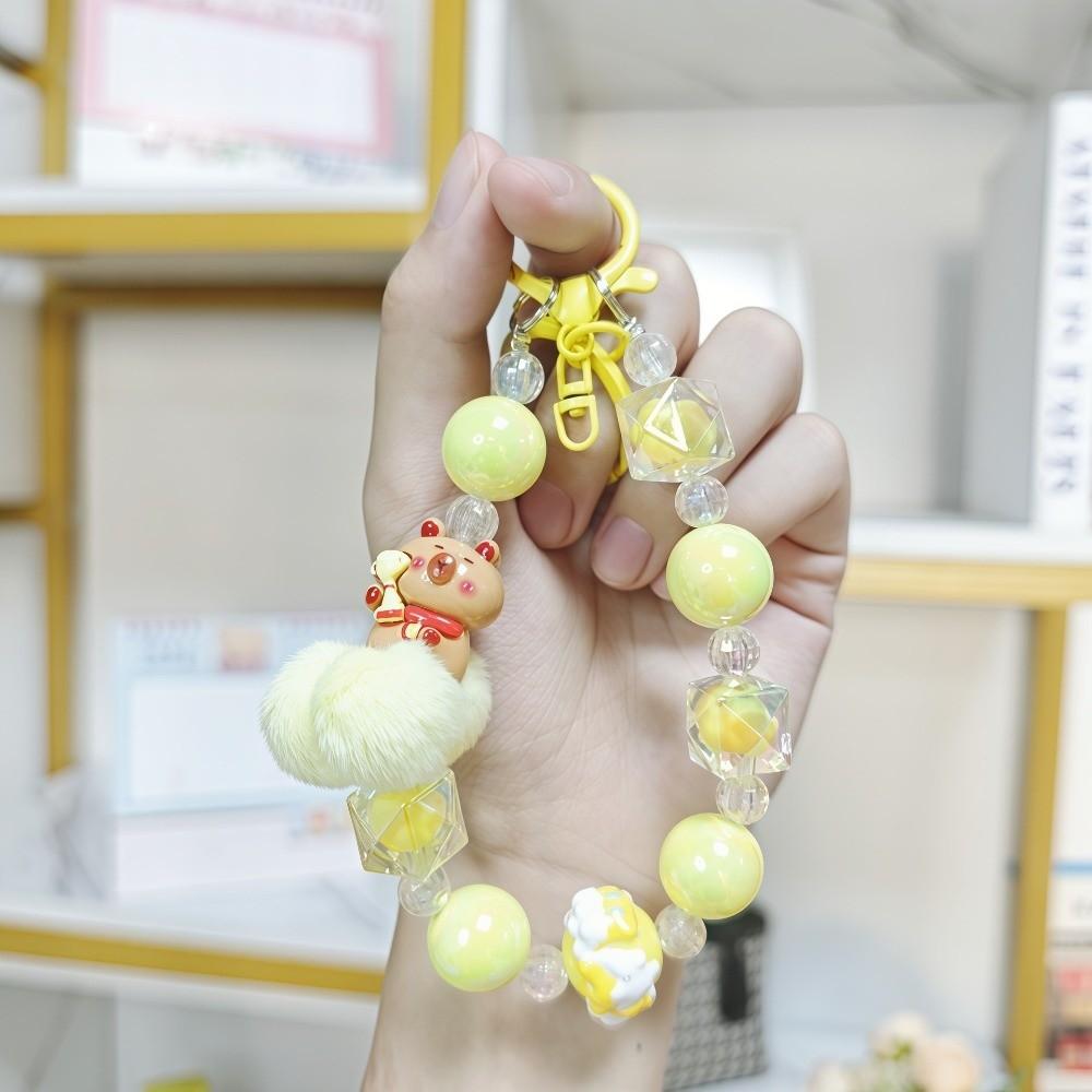 Capyabra Bead Phone Pendant Bow Phone Wrist Strap Kawaii Beaded Phone Chain  Mobile Phone