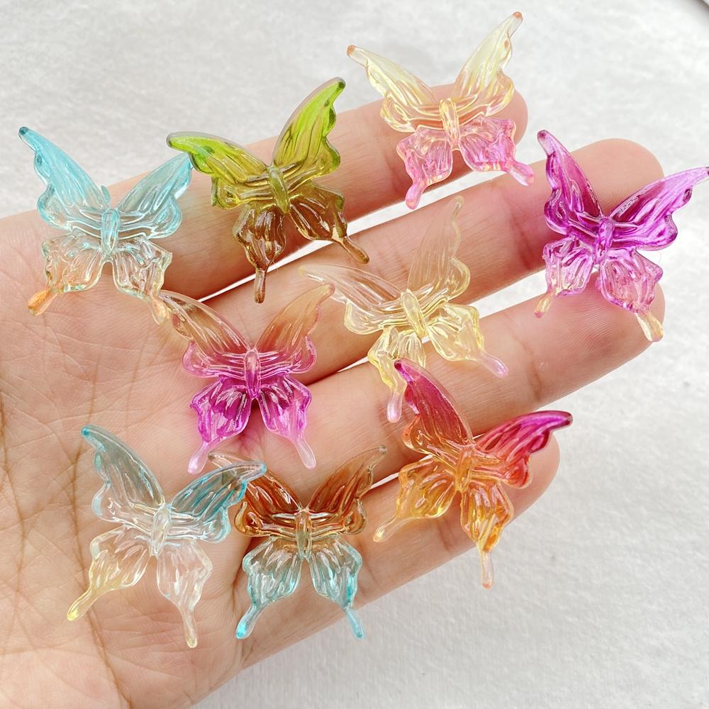 10Pcs Cute Cartoon Colorful Butterflies Flatback Resin Scrapbooking Crafts Fit Phone Case Decoration DIY Hair Bows Accessories