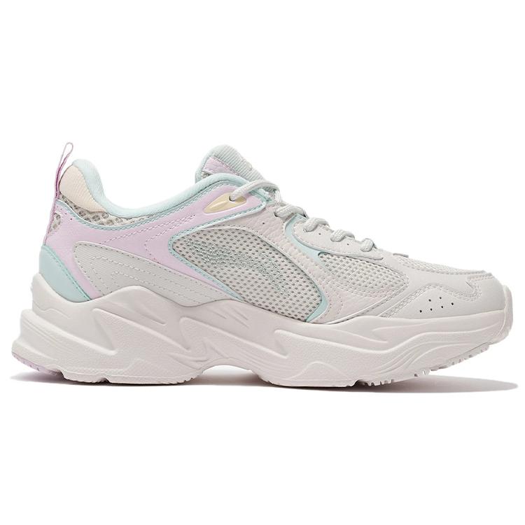 New LiNing Cushioning Slip Resistant Breathable Rebound Low Top Casual Running Shoes Women's White Pink ARLS008-4