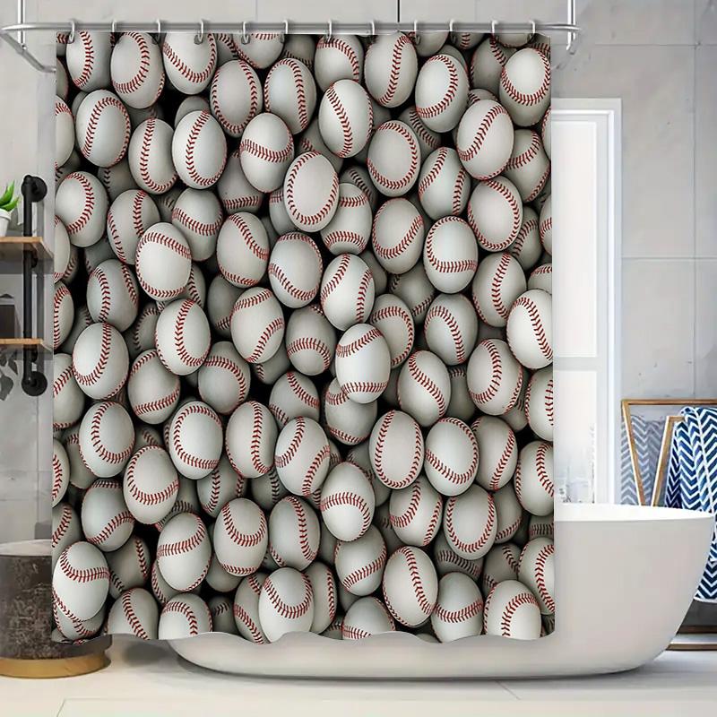 

Baseball Shower Curtain Set Waterproof Sports Theme Bathroom Decor Vintage Baseball Lover Gift Home Decor Modern Style W60H190(CM)-1 Pcs