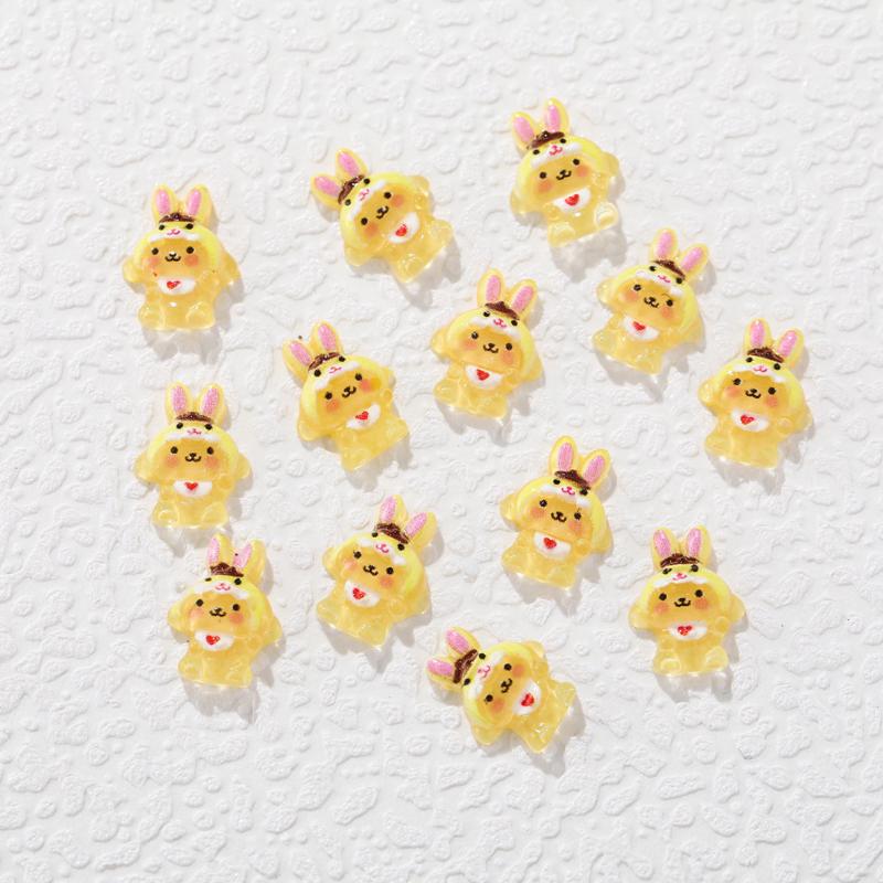 60 Pcs New 3D Mini Cartoon Puppy Little Rabbit Lovely Resin Flat Back Scrapbook Diy Nail Decoration Component Holiday Gifts A6