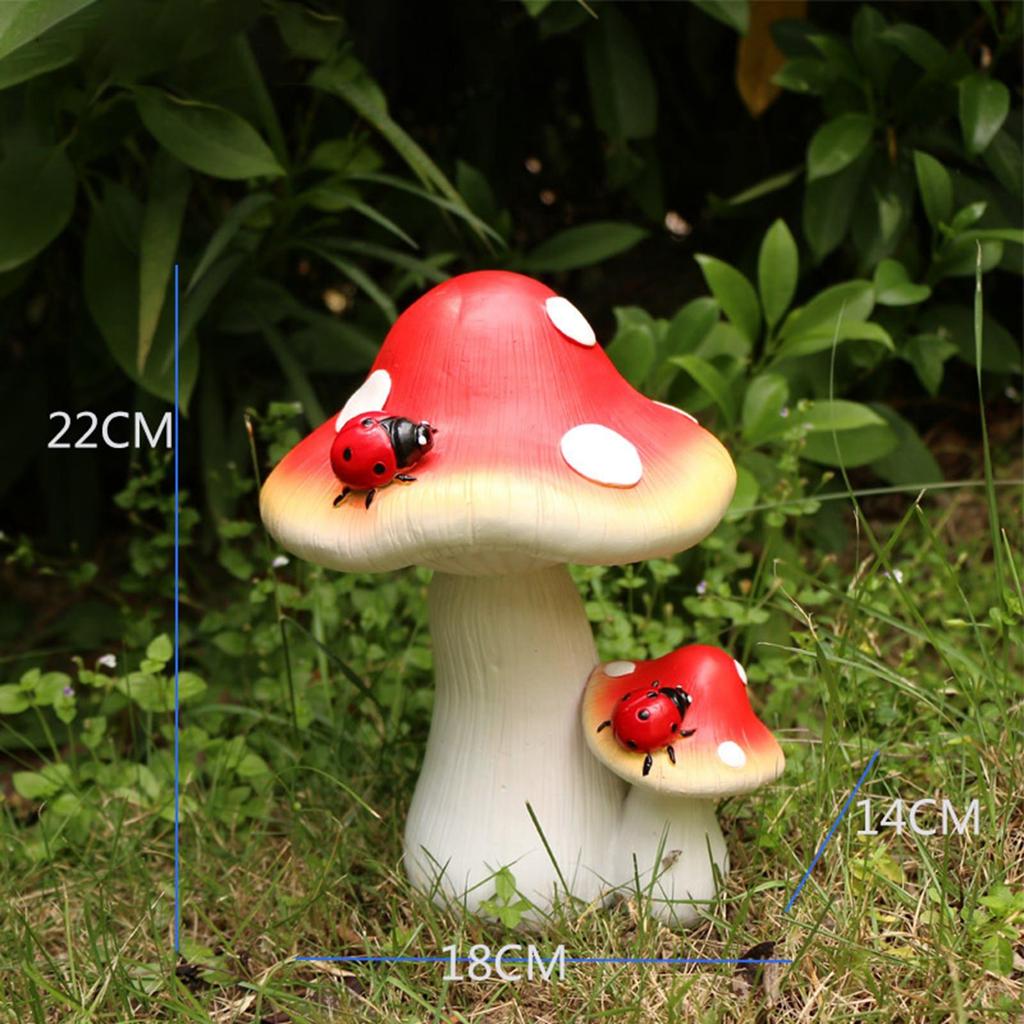 Simulation Garden Mushroom Statue Mushroom Figurines for Home Shelf Lawn