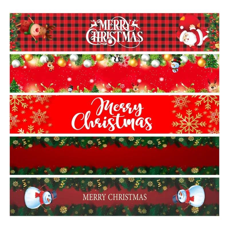 Christmas Table Flag Santa Claus Snowman Snow Scene Home Tablecloth New Year Gift Christmas Decorations 2023 Christmas Supplies