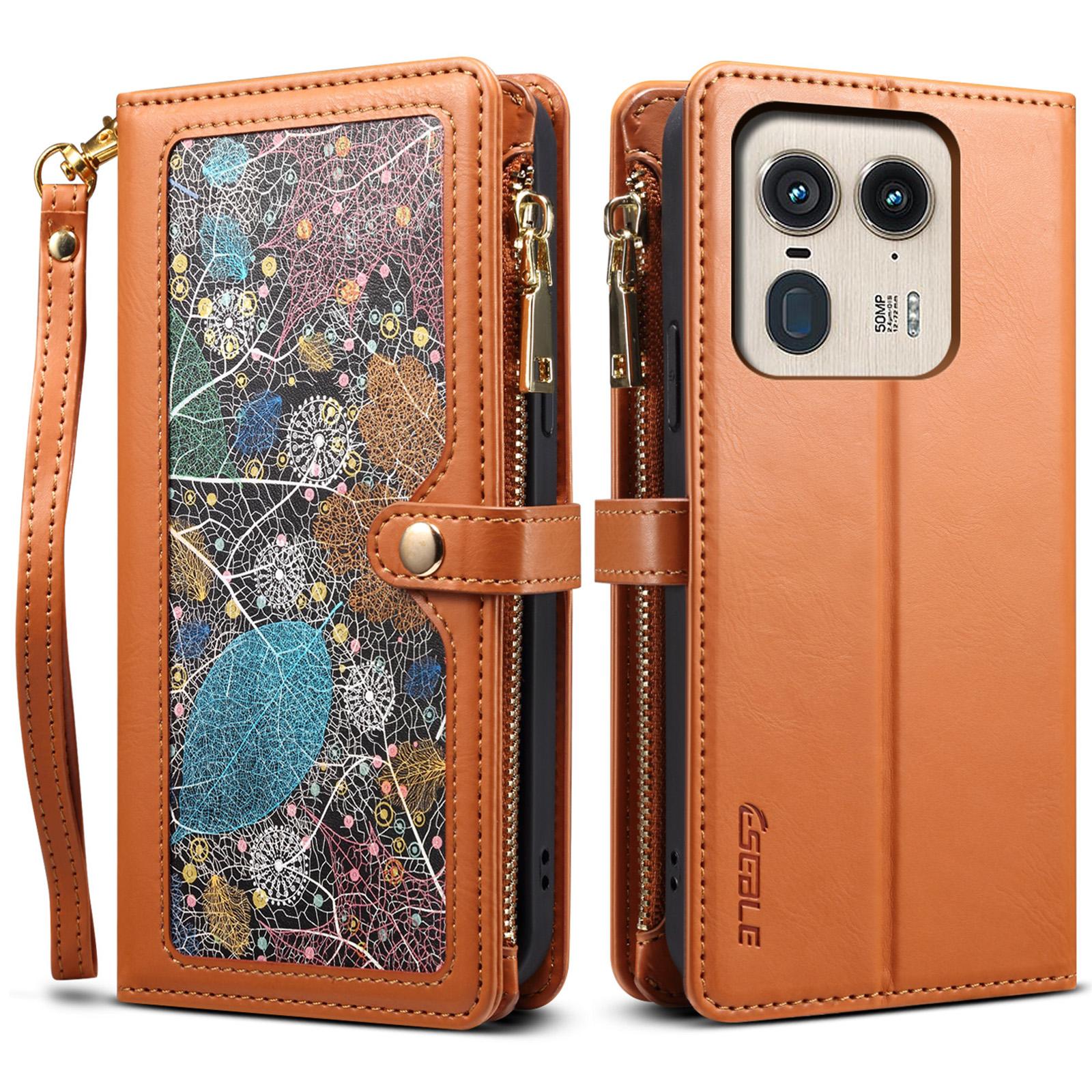 

ESEBLE Galaxy Series For Motorola Edge 50 Ultra 5G/Moto X50 Ultra 5G Case Leather Phone Cover RFID Blocking Brown