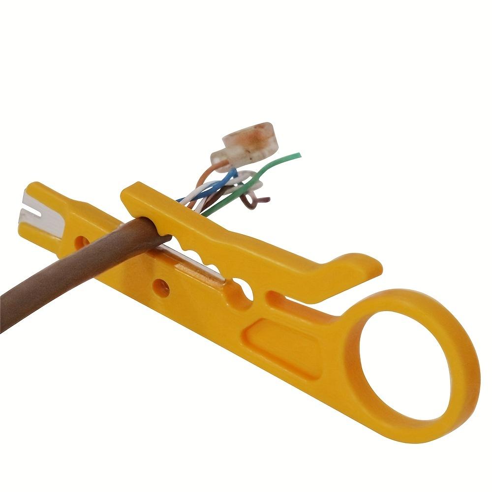 Yellow Portable Wire Stripper and Crimper Pliers Compact Cable Cutter Tool for UTP/STP Data Wires, Safe and Easy To Use Ideal for Modular Connectors