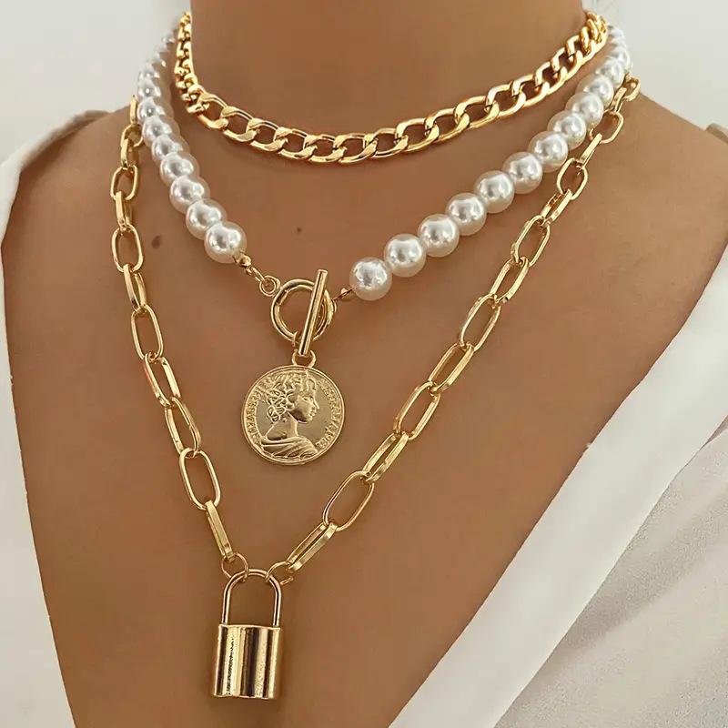 Temperament Baroque Special-Shaped Pearl Necklace, Creative Irregular Chain Collarbone Necklace For Women