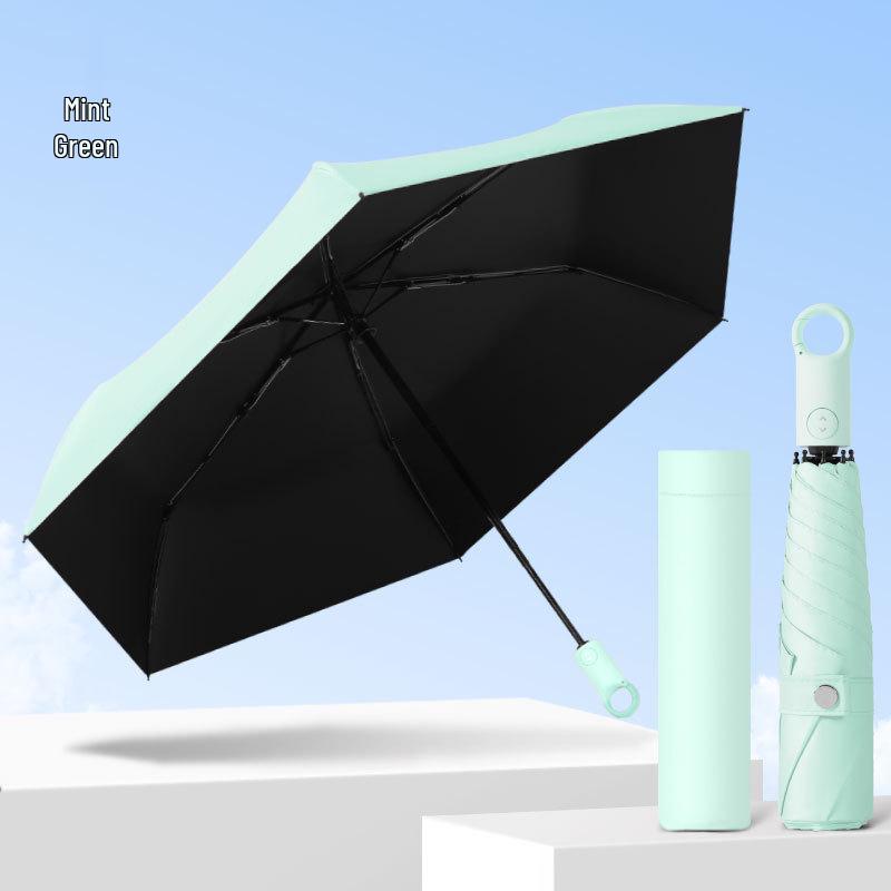 Fully Automatic Five-Fold Umbrella with Black Glue Sunscreen, UV Protection, and Dual-Use for Rain or Shine