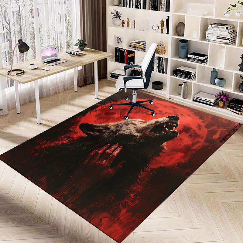 1pc Wolf Howling Blood Moon Carpet, Office Rug Outdoor Mat Home Decor Area Carpet Festival