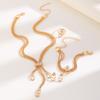 5Pcs Earrings Rhinestone Jewelry Suit Geometric Bracelet Chain Set Tassel Necklace Suit  Party