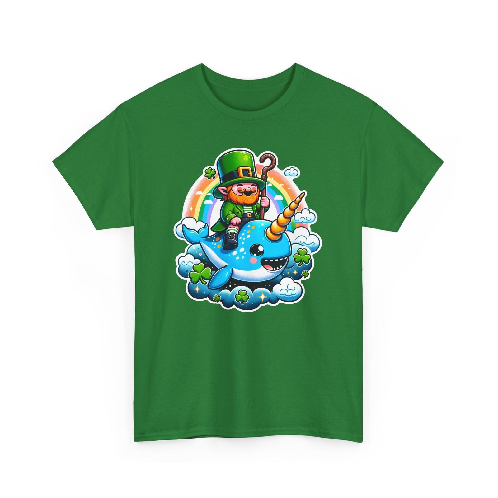 Leprechaun & Narwhal Shirt, Fun St. Patrick s Day Tee, Lucky Charm Apparel, Gift S разноцветный