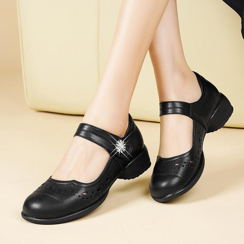 Fashion Vintage Breathble Comfortable Shallow Mouth Genuine Leather Shoes 2025 Spring Flat Platform Shoes Genuine Leather Shoe