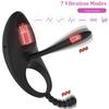 Vibrierender Penisring mit Zunge, Klitorisstimulator, Penisring, tragbarer Vibrator mit 7 Vibrationsmustern, Dual-Motor, Erektionen dauern länger und härter
